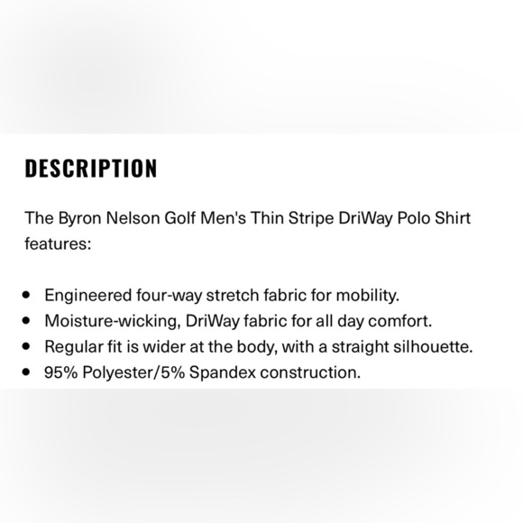 Byron Nelson DriWay Golf Shirt Green White Stripes Medium  Performance Polo - Picture 12 of 12